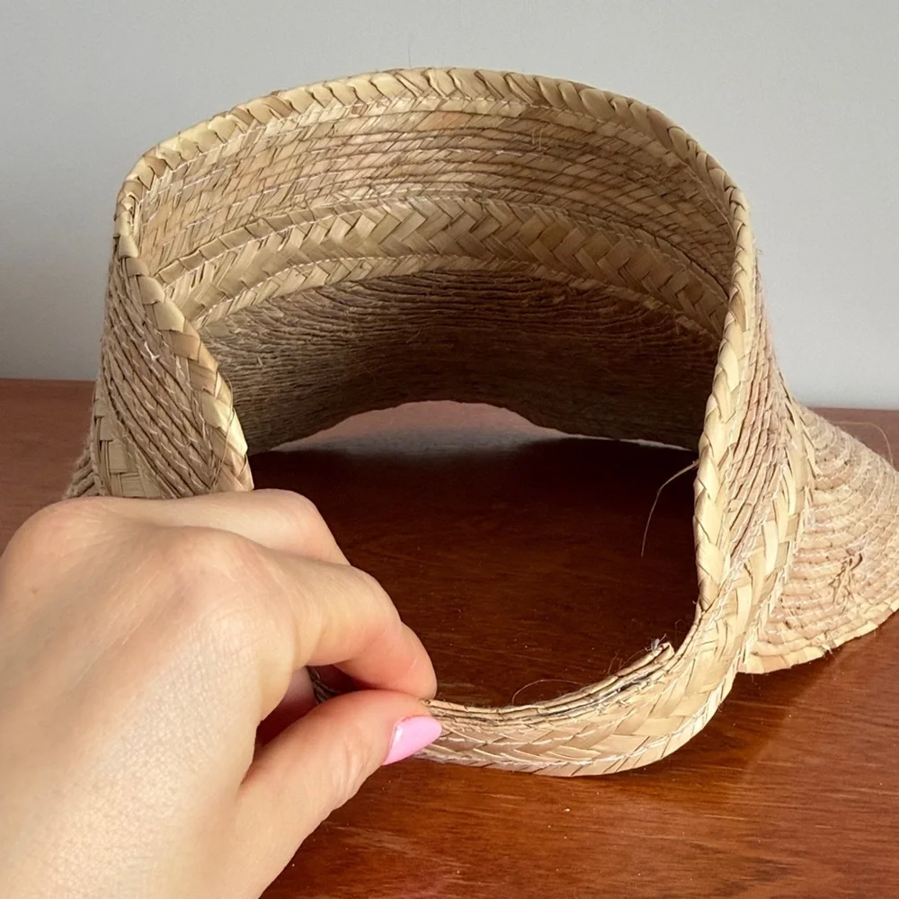 Straw Sun Visor Hat (handmade) - Picture 4 of 7